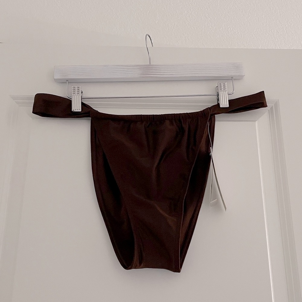 Cheeky High Leg Bikini Bottom Chocolate Brown Size Large